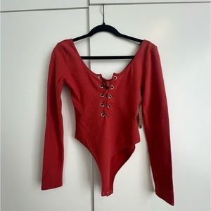 Lace up bodysuit long sleeve - F21